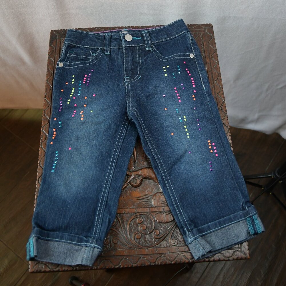 Circo Girl's Jeans with Colorful Embellishments and Stitching Size 6